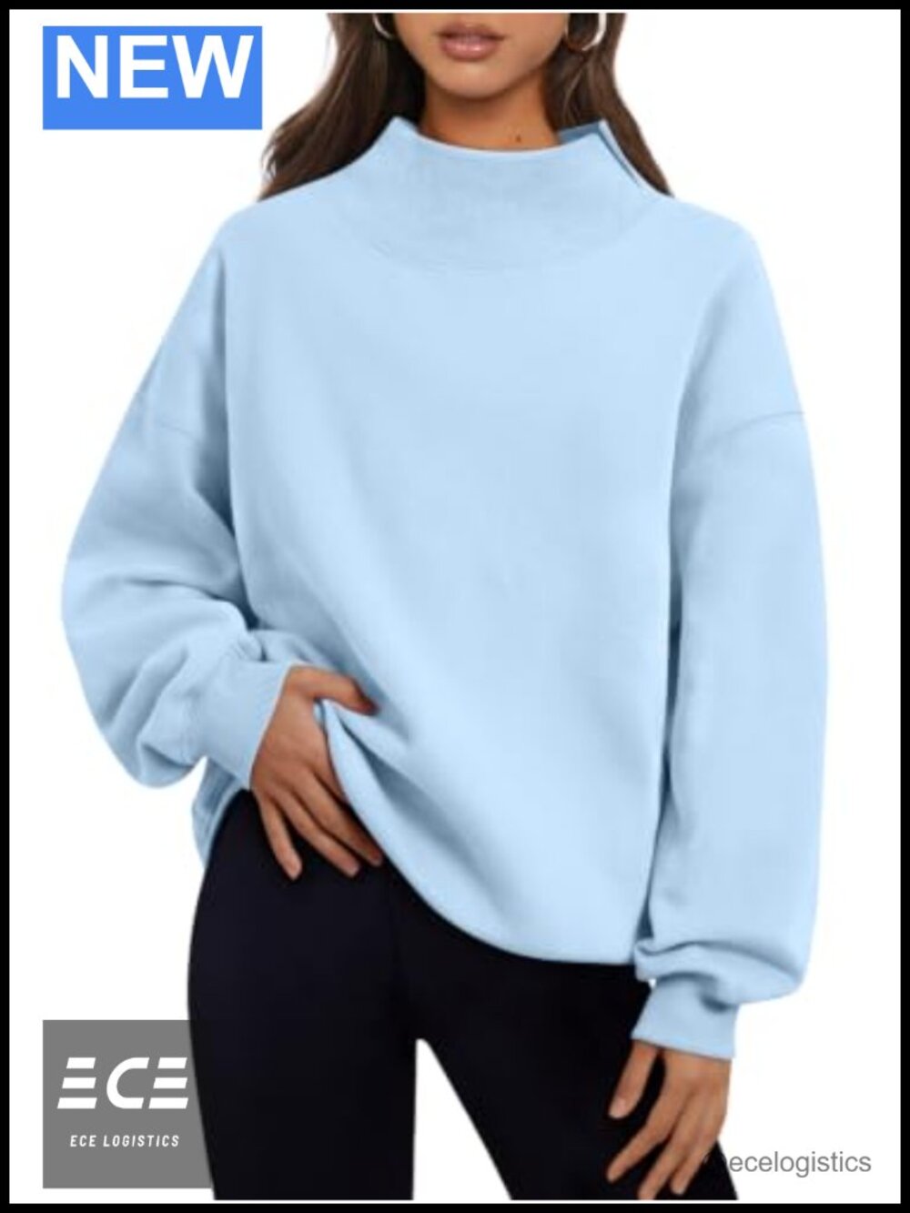 Mock Neck Oversized Fleece Sweatshirt Casual Pullover